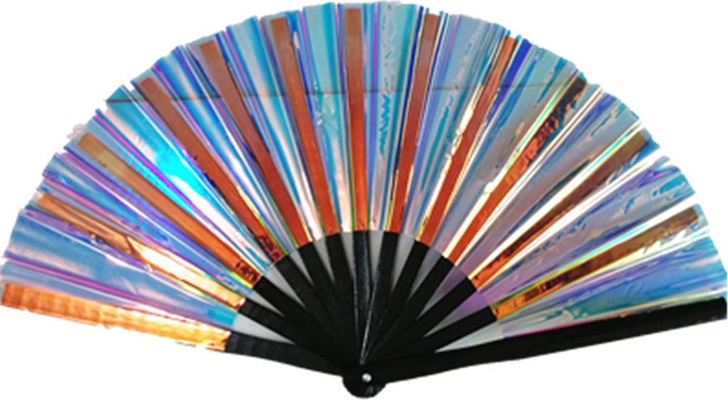 Faltfächer, 13 Rippen, gratfrei, brillante Farbe, Geburtstagsgeschenk, transparent, 13 Zoll, groß, glänzend, Rave-Handfächer, Performance-Requi...