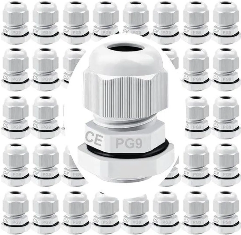 Presse-étoupe étanche IP68 blanc en plastique - Lot de 42 pièces