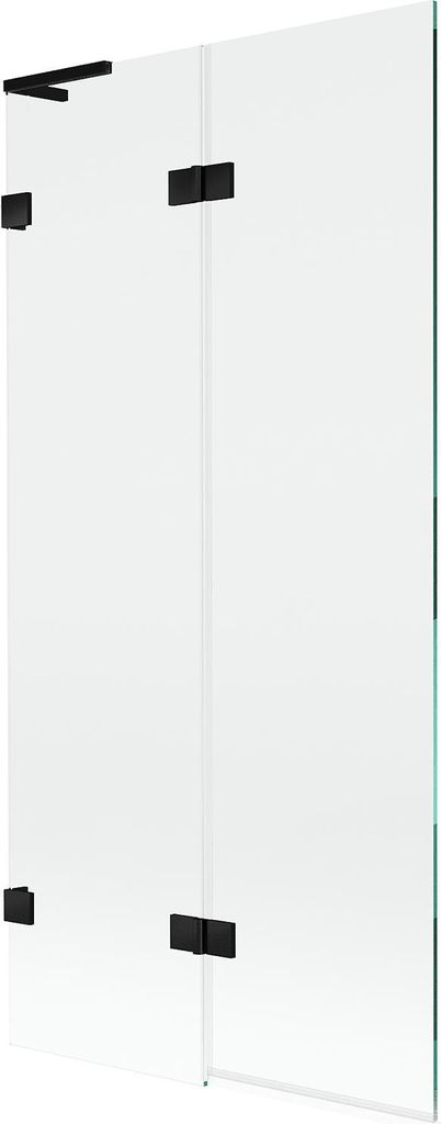 Mexen Lunar L Badewannenfaltwand, 2-teilig linksseitig 90 x 150 cm, transparent, schwarz - 897L-090-100-70-00-L