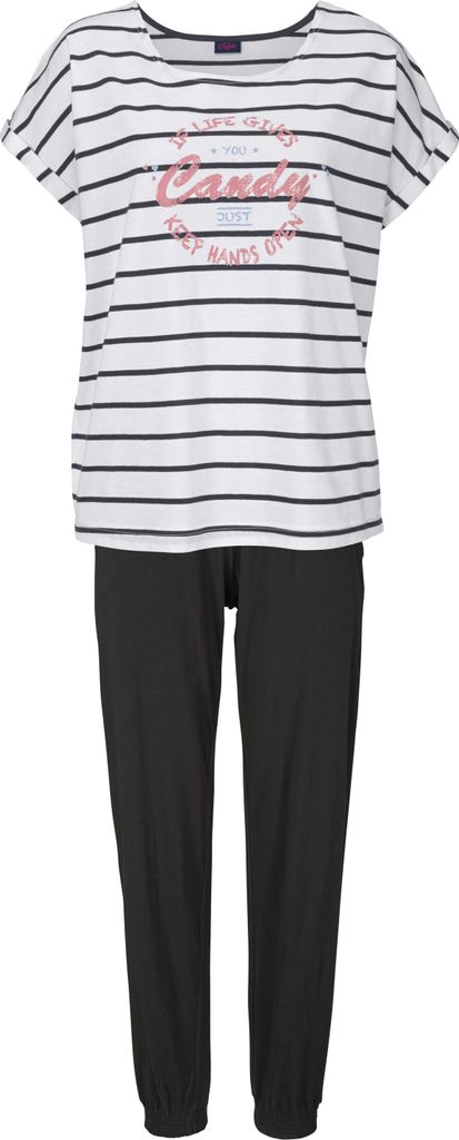 Buffalo Pyjama 2 -teilig ecru-gestreift-schwarz Größe 36/38 Produktbild 