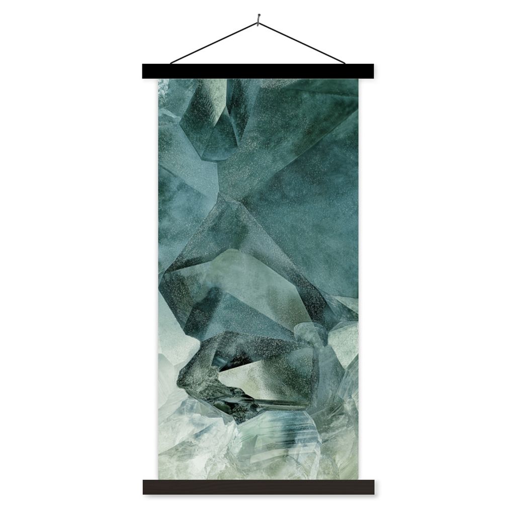 MuchoWow Textilposter Mineralien - Kristalle - Naturstein 90x180 cm mit schwarzem Rahmen - Dekoration Wohnzimmer
