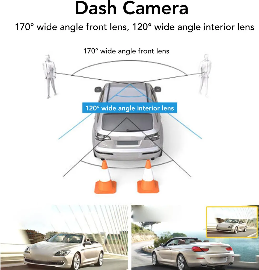 Dash Cam Auto con Interno ed Esterno: Kit Sicurezza 1080p HD - 3