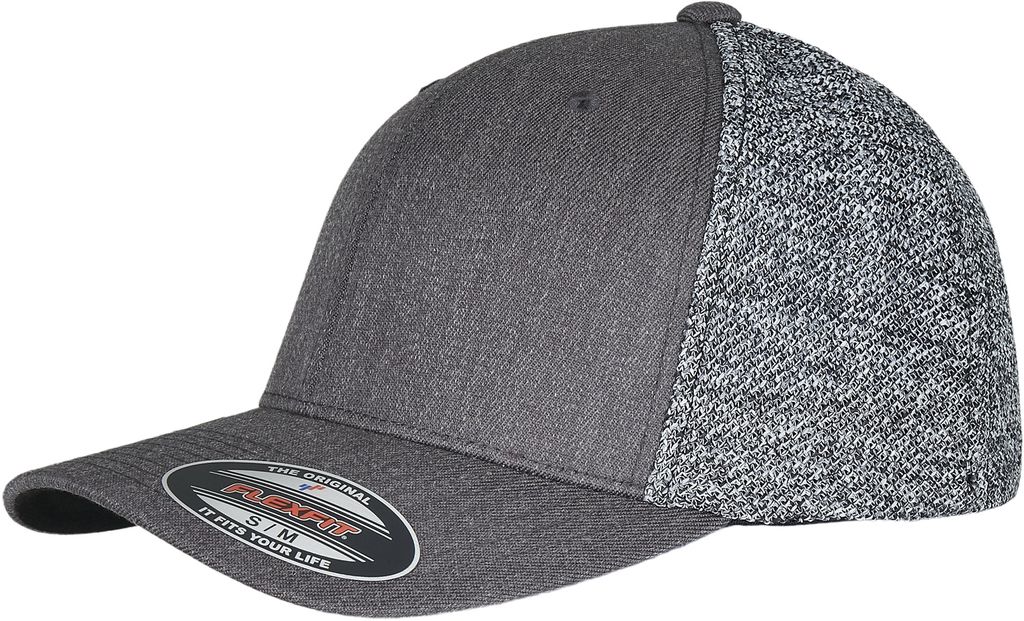 FLEXFIT 6511MM | Flexfit Trucker Melange Mesh Cap, Vorgebogener Schirm - Farbe: Black/Grey Melange - Größe: L/XL