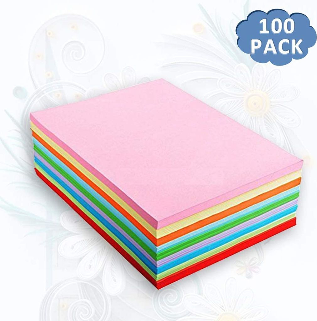 100 Blatt buntes DIN-A4 Ton-Papier, Set aus 10 Farben, Produktbild 