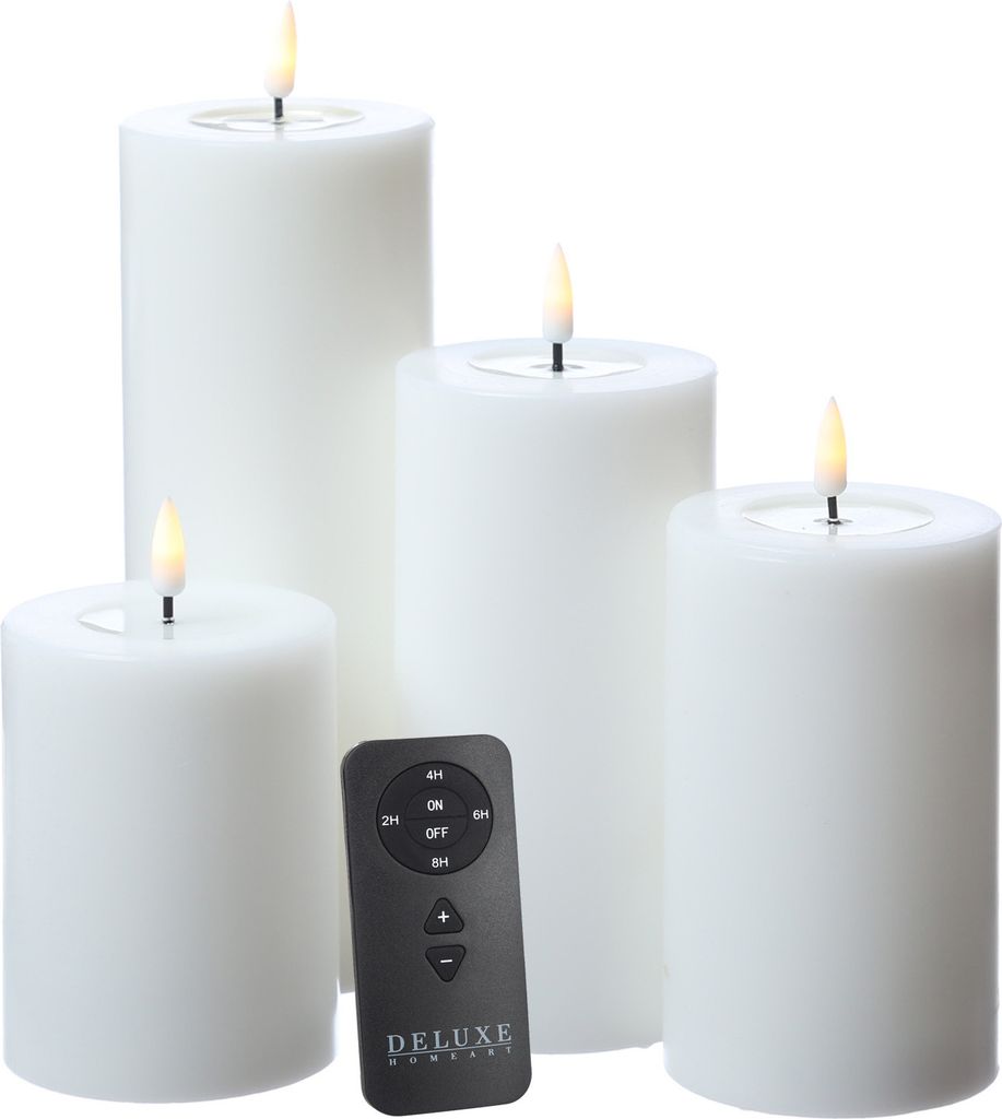 LED Kerzenset MIA - Echtwachs - 4 Größen - inkl. Batterien und Fernbedienung - weiß - 4er Set