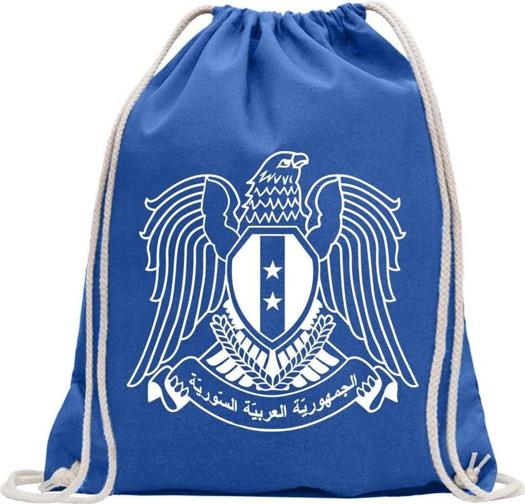 Kiwistar - Turnbeutel - royal - Syrien Wappen - Fun Rucksack Sport Beutel Gymsack Baumwolle mit Ziehgurt