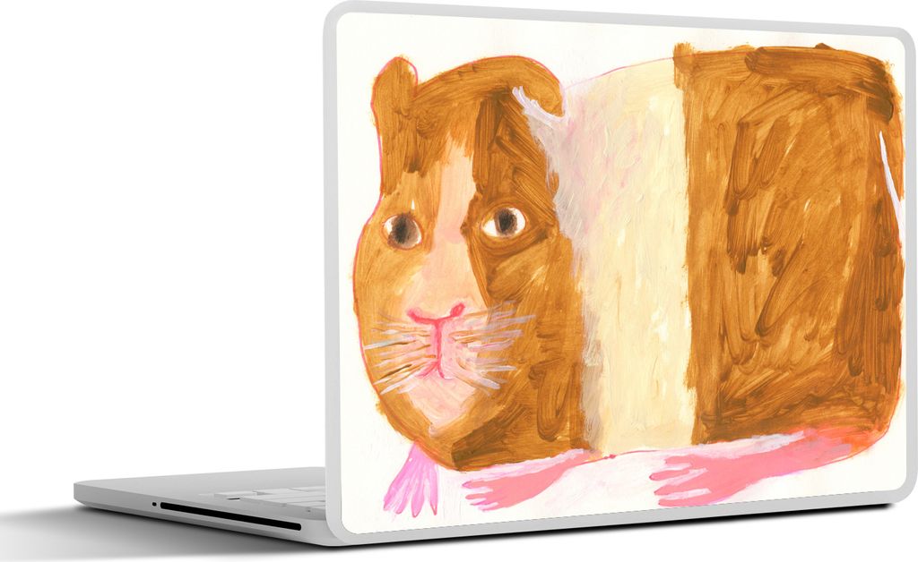 MuchoWow Laptop Aufkleber Sticker Cover Eine Illustration eines gestreiften Meerschweinchens 30x22 cm - Laptop-Sticker