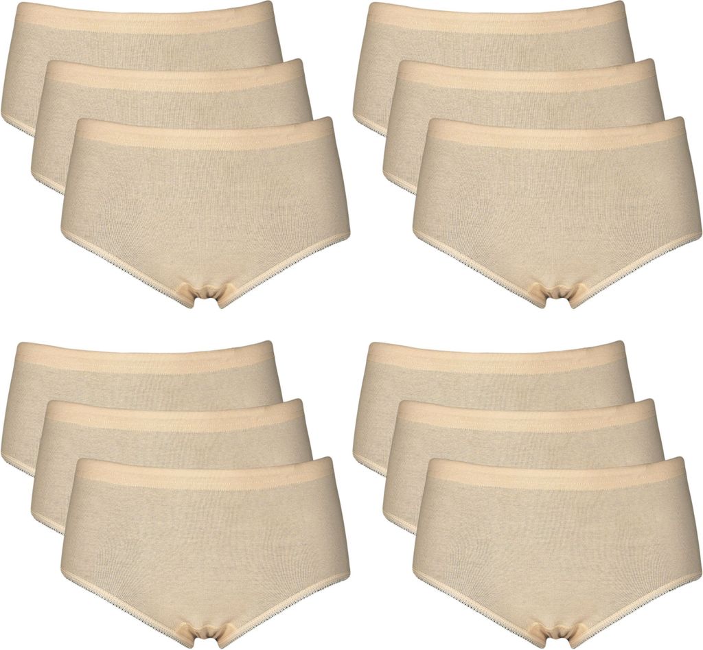 TEXEMP 6er Set Damen Slips Hüftslip Unterwäsche Unterhosen Baumwolle | B131 - Beige - 36/38 - 6 Stück