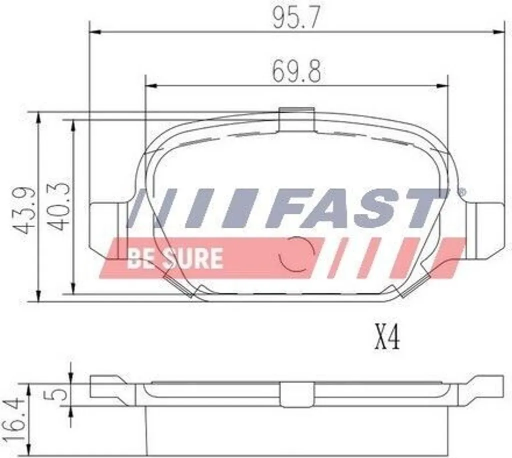 Plaquettes de frein arrière FAST FT29104 OE 77362275 pour Alfa 147 GT