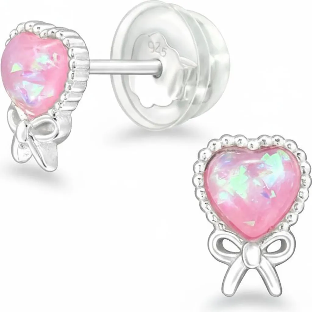 Orecchini Cuore Magico: Argento e Opale Incantato per Piccole Stelle