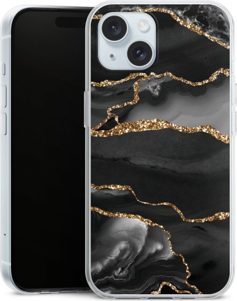 DeinDesign Handyhülle für Apple iPhone 15 Silikon Hülle Case Smartphone Schutzhülle Glitzer Look Marmor Muster