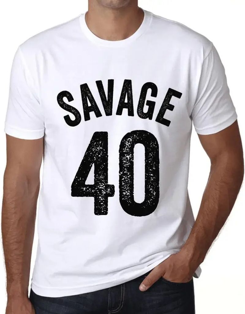 Herren Grafik T-Shirt Savage 40 Geschenk 40. Geburtstag Jahrestag 40 Jahre Jubiläum 40 Jährige Mann Jahrgang 1984 Kurzarm Lustige Druck