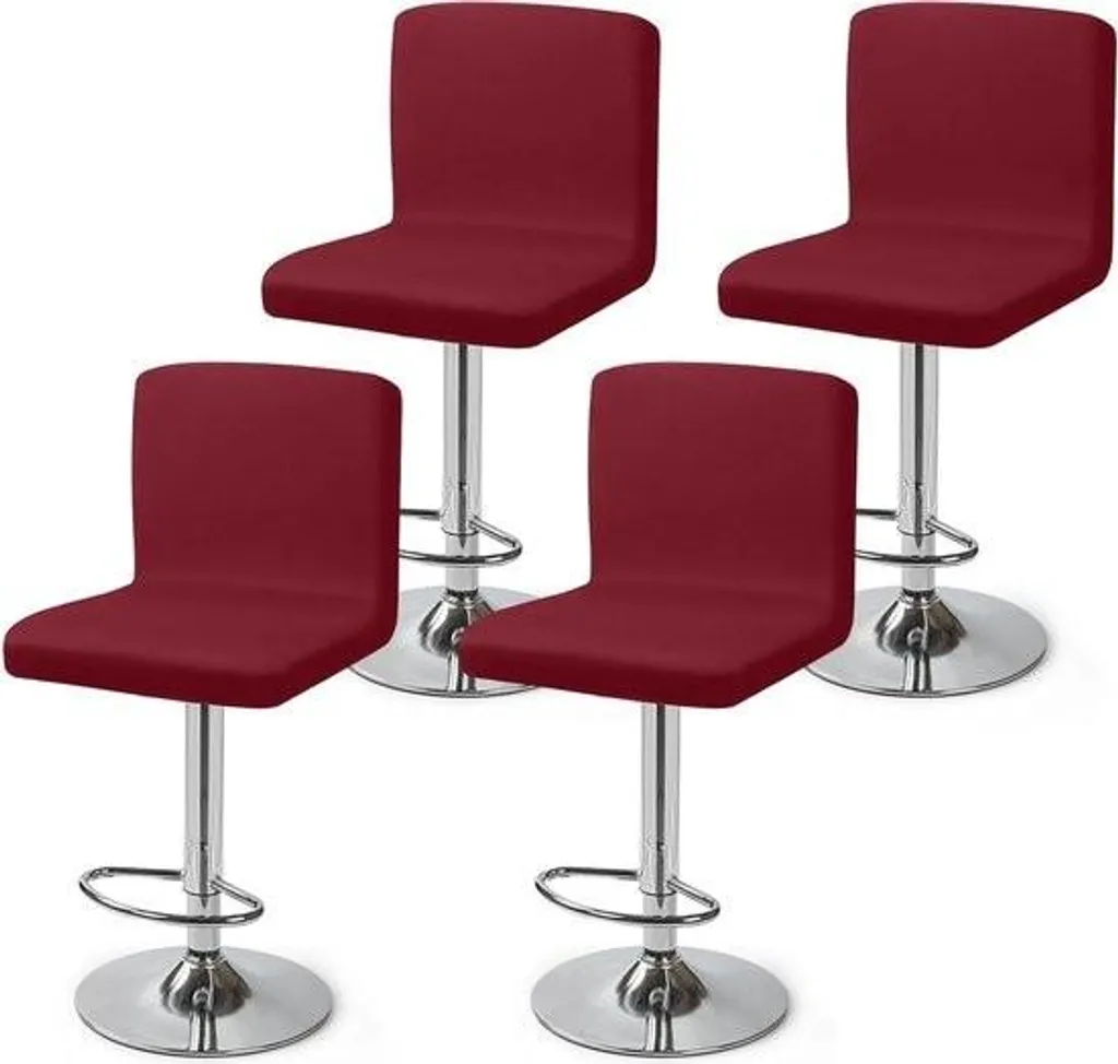 Lot de 4 Housses de Tabouret de Bar Extensibles Rouges pour Cuisine