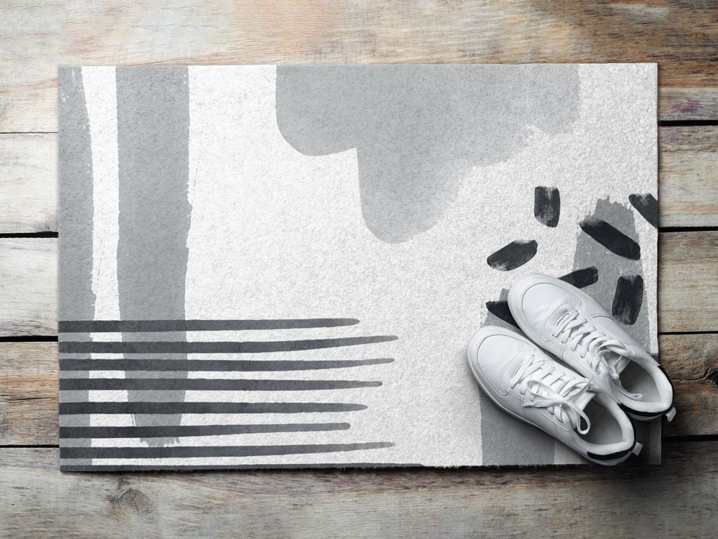 Fußmatte Aussen - Schuhmatte Haustür- Schmutzfangmatte Türvorleger - Outdoor Teppich Schmutzfänger - 90x60 cm - Geometrische Nichtlinearität