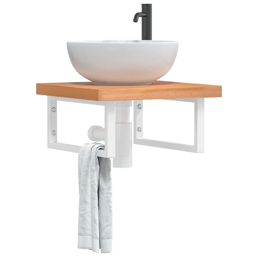 Design Waschbeckenregal Wandmontage Stahl und Massivholz Buche,Spiegelschränke 2025 Neu53712