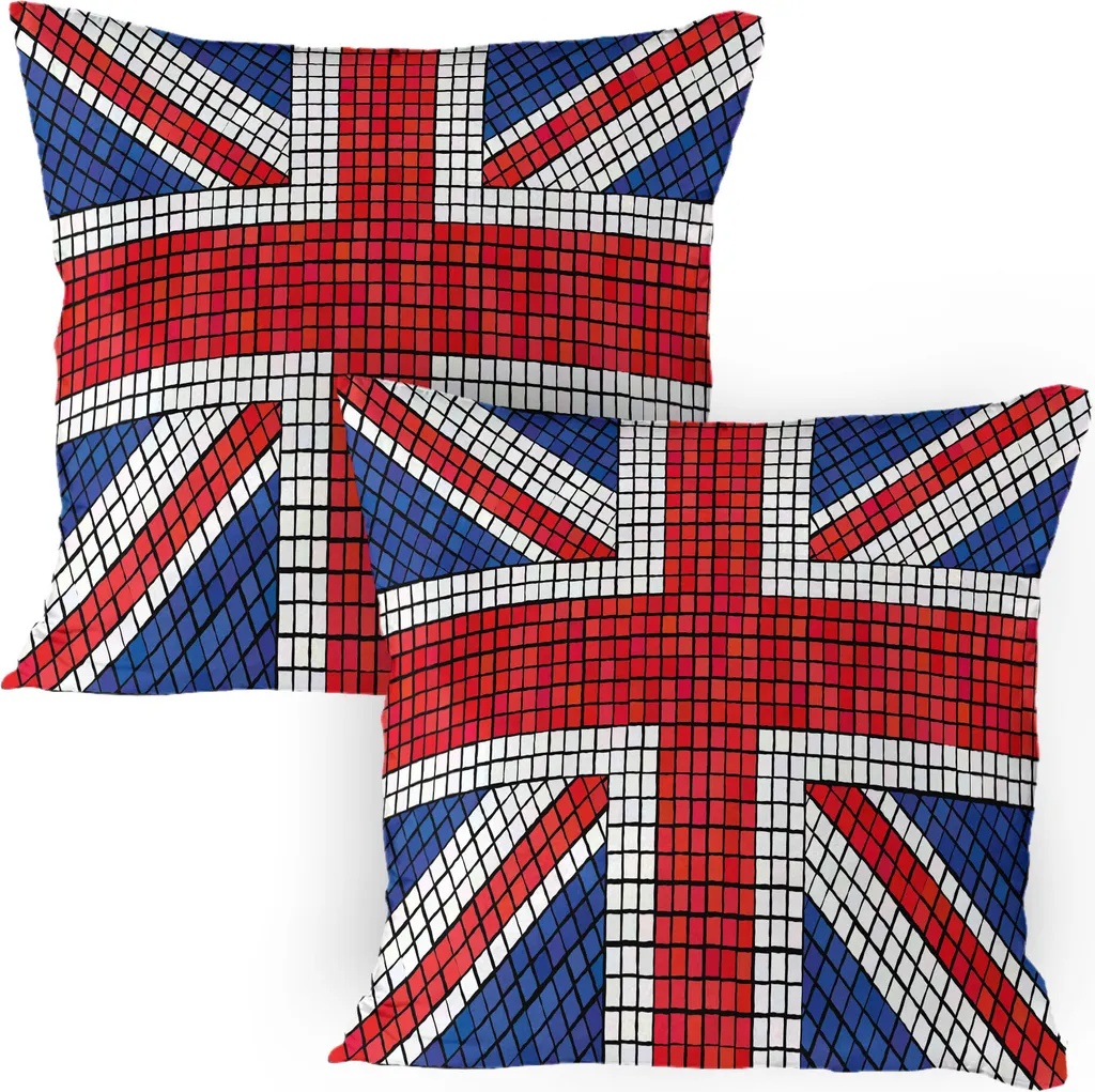 Federe Decorative ABAKUHAUS 80x80 cm - Set 2 Pezzi Union Jack Mosaico