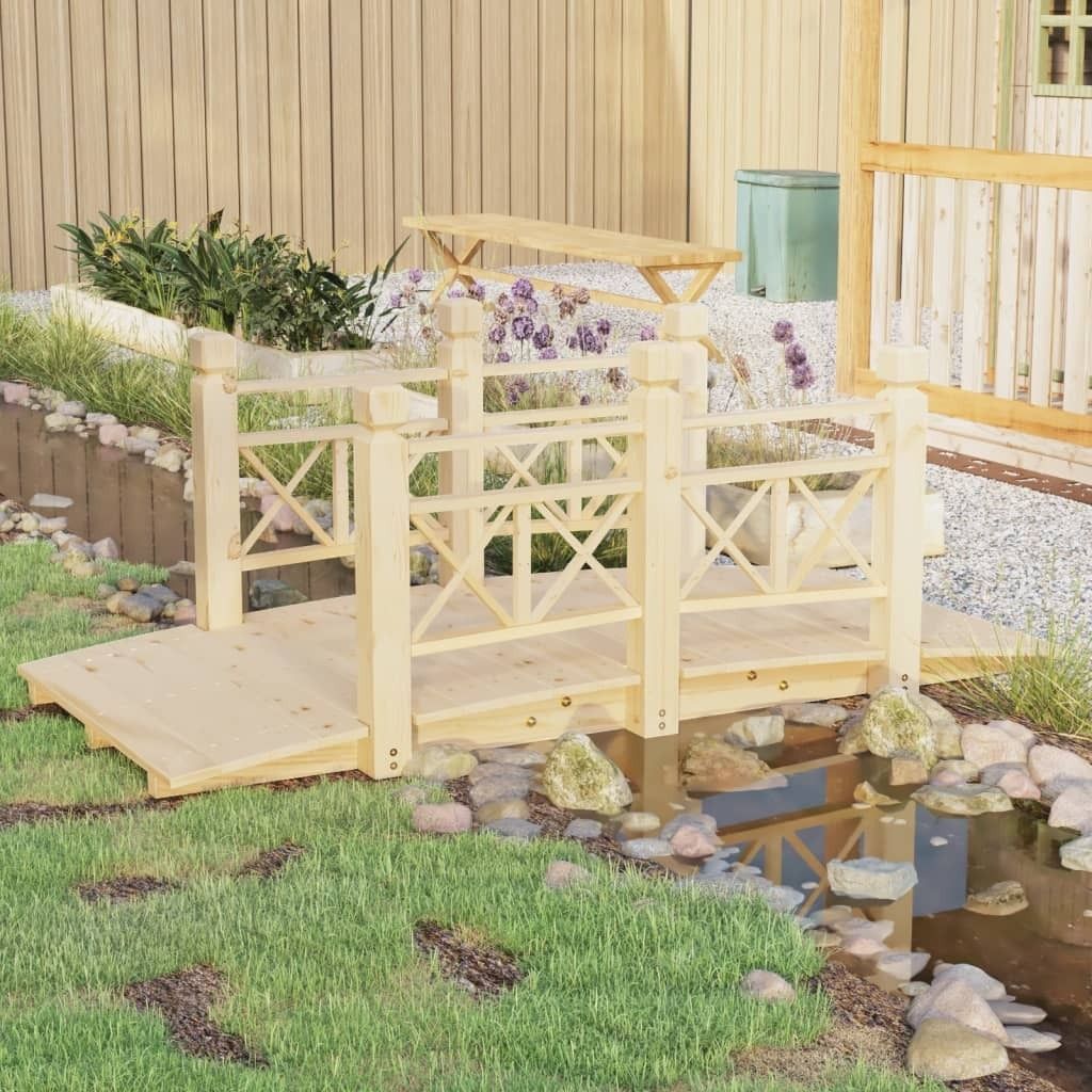 vidaXL Záhradný mostík so zábradlím 150x67x56 cm Masívne Obrázok produktu 