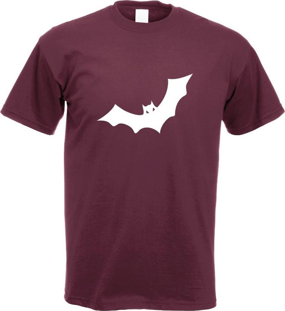 Kiwistar - T-Shirt - Burgund - Fledermaus Motiv Bedruckt Funshirt Design Print - mit Motiv Bedruckt - Funshirt Design - Sport - Freizeit - Herren - M
