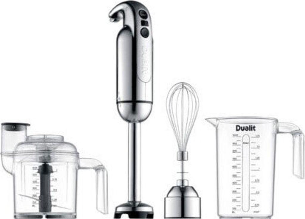 Dualit 88930 Stabmixer, Edelstahlgehäuse, 700 Watt, Geschwindigkeiten stufenlos einstellbar, Universalzerkleinerer-Zubehör
