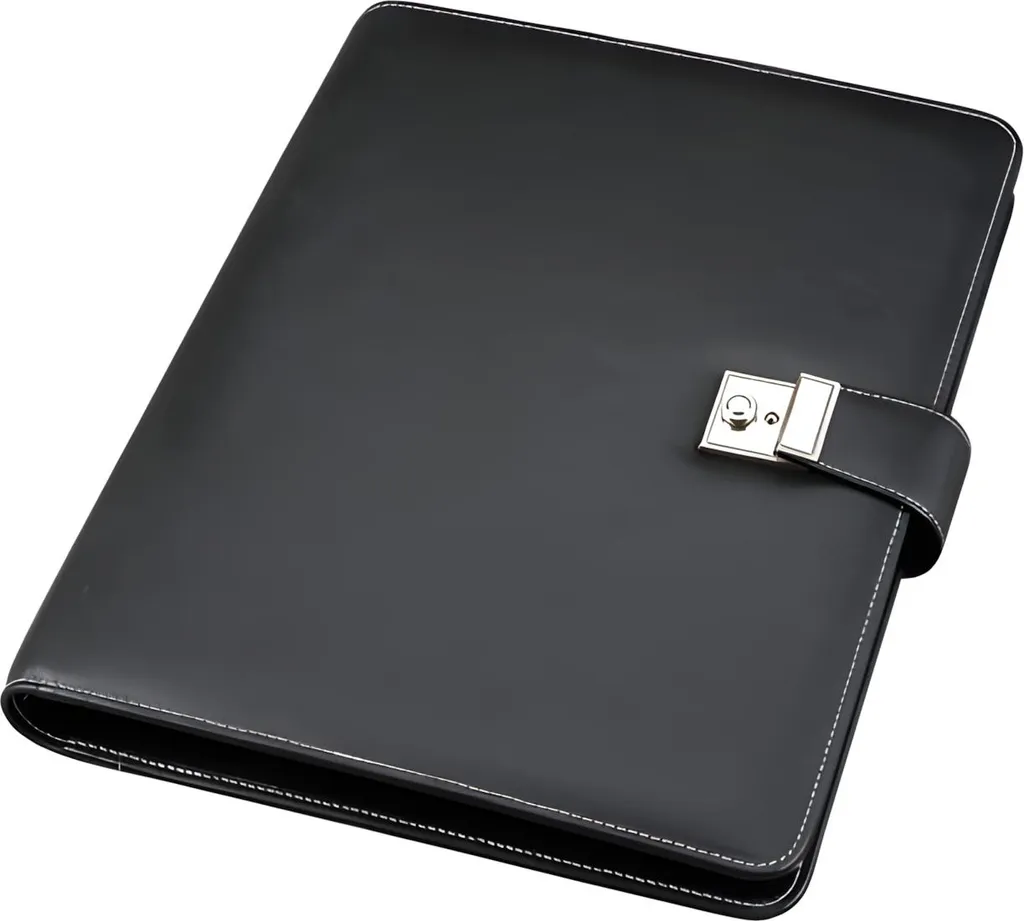 Pochette de Conférence A4 Noire pour Réunions et Signature de Contrat