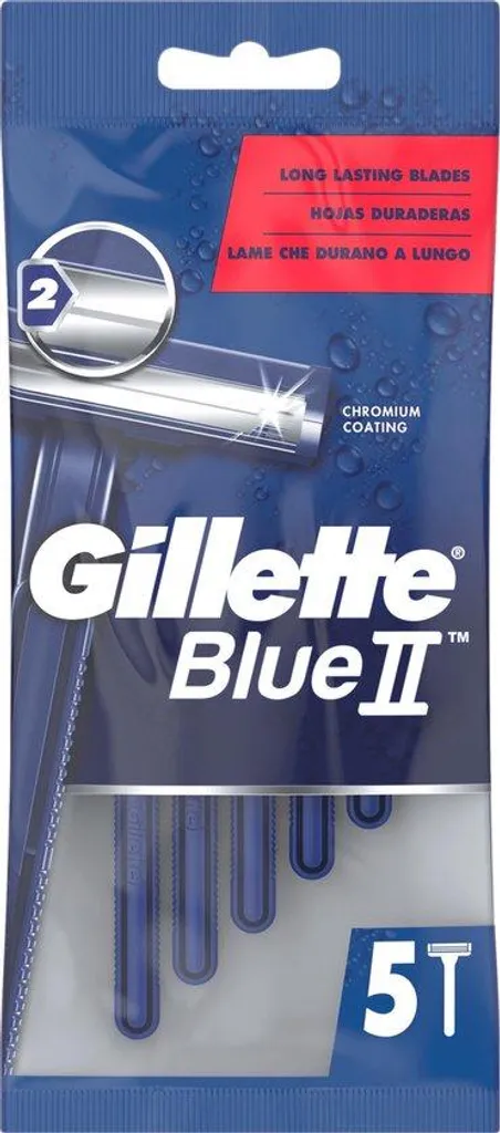 Gillette Blue II Rasoirs Jetables - Lot de 5 Rasoirs Fixes de Précision