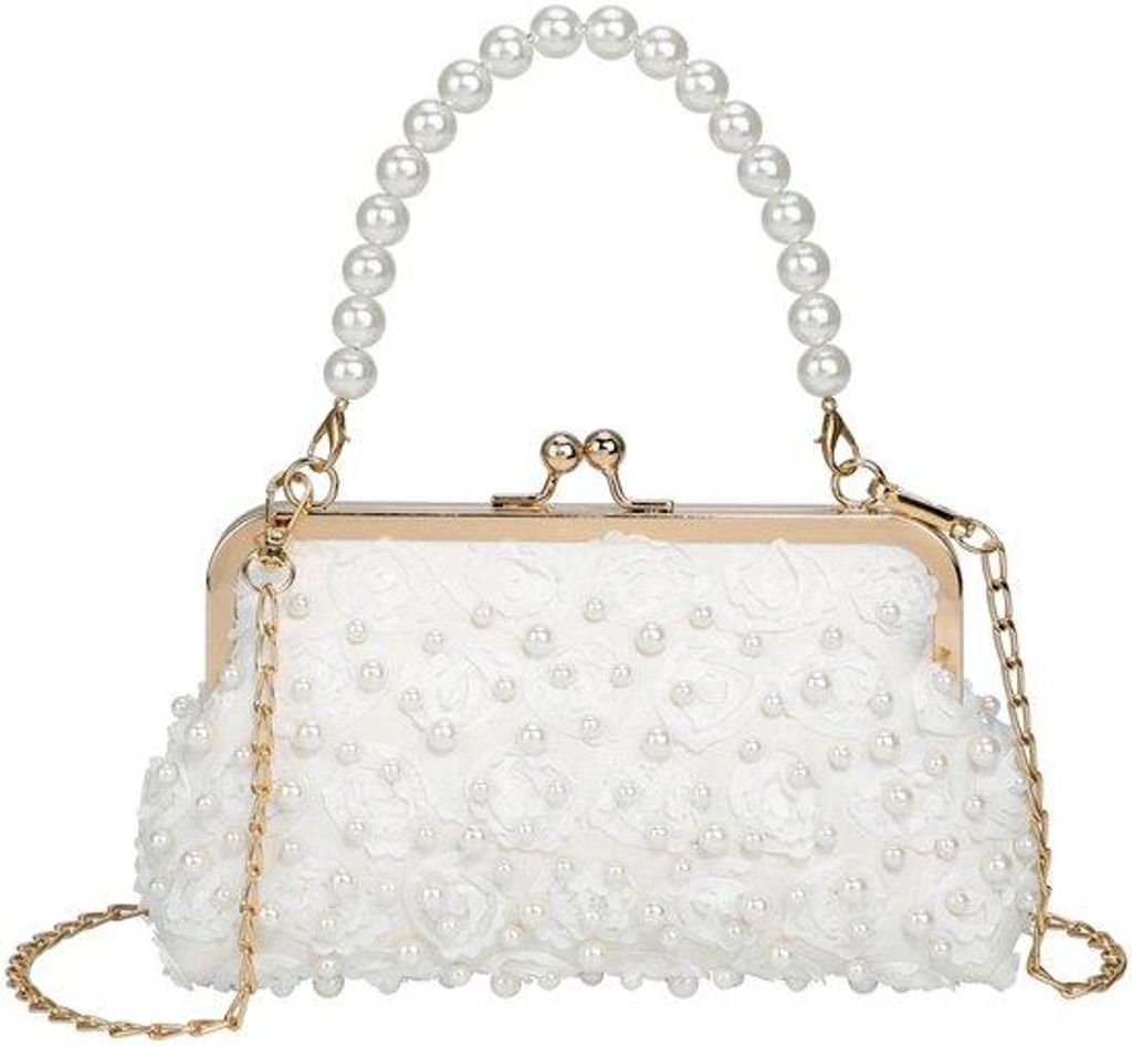 Elegante Clutch mit Perlenband für Hochzeit Abendveranstaltung