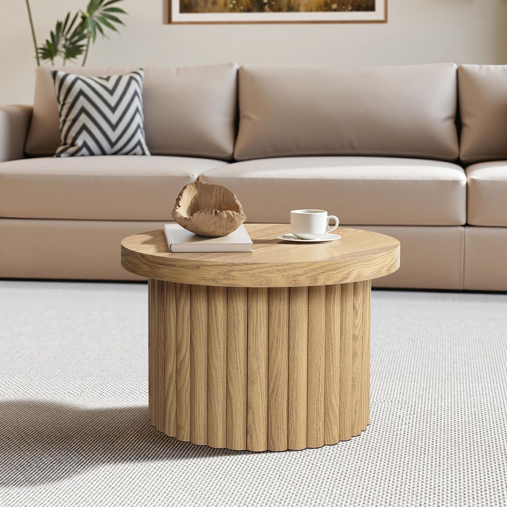 Couchtisch Rund Holzoptik, MDF, Ø 60 x 40 cm Produktbild 