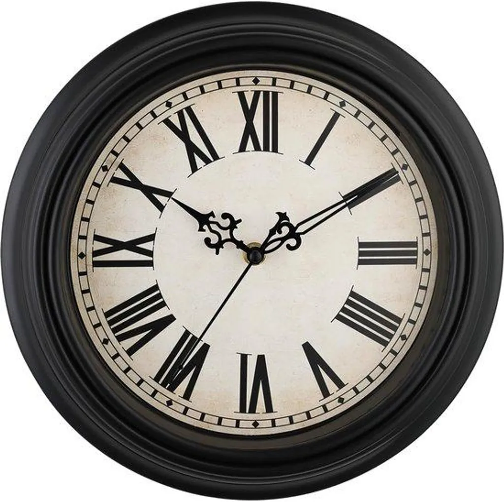 Pendule murale silencieuse 25 cm noire style vintage chiffres romains - Chic