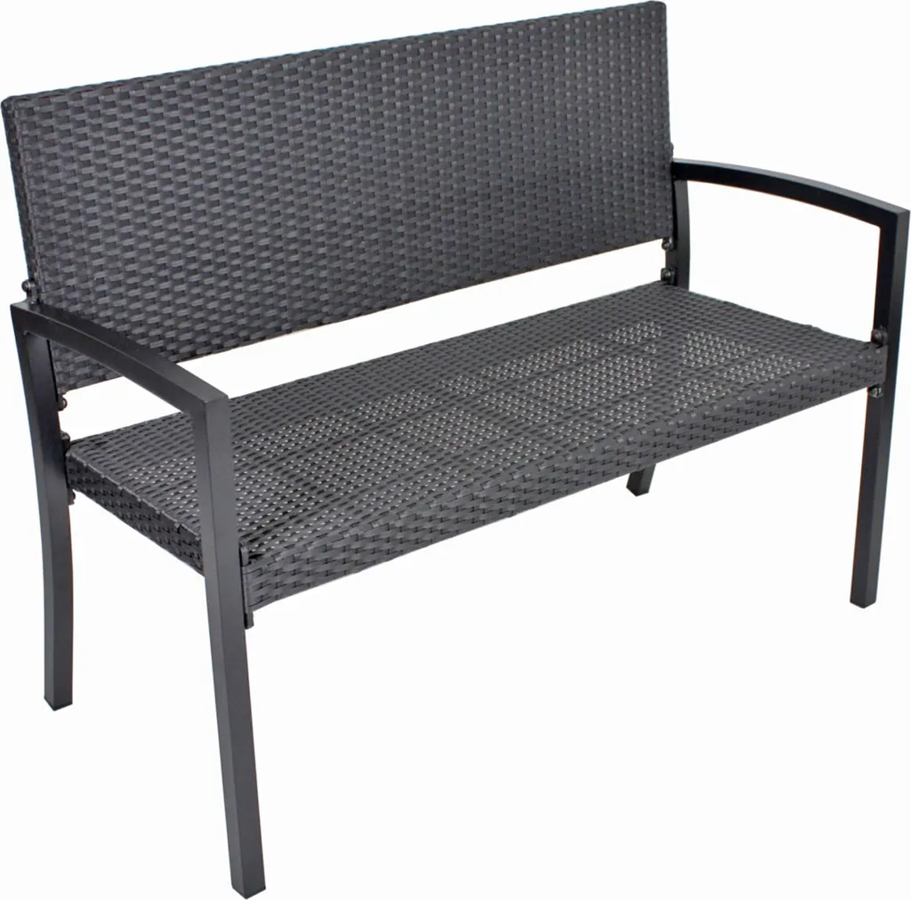 Banc de jardin SANREMO noir 116cm, fini la rouille et l'entretien du bois