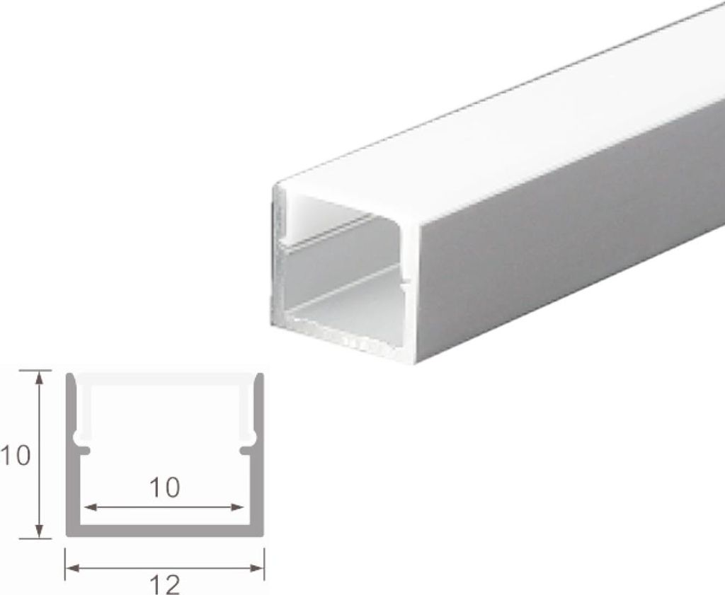 2m Alu-Profil Alu Schiene Kanal System für LED-Streifen Akustikpanel Milchglas Abdeckung 10 mm Breit Profil A-1