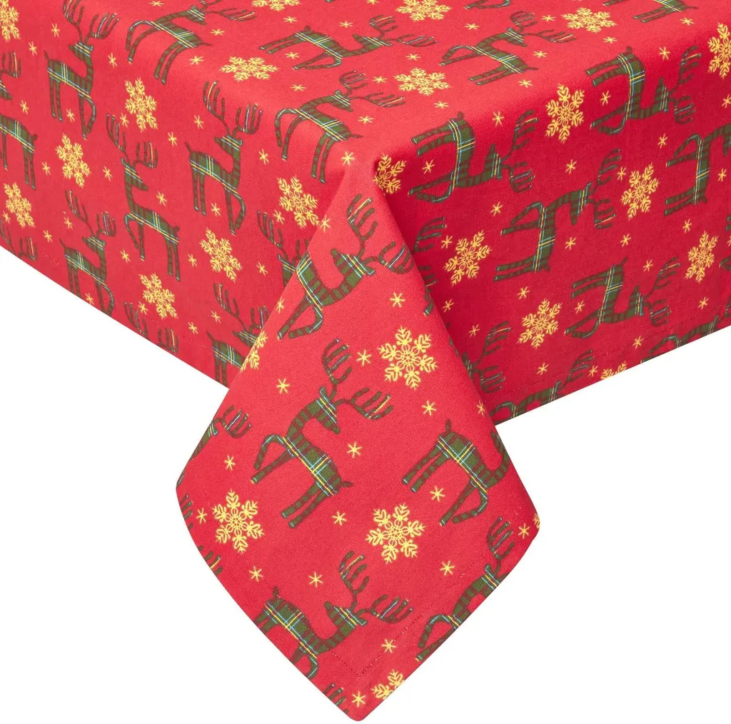 Offerta Tovaglia Natalizia Cotone Homescapes Rossa 178cm - Pronta Consegna