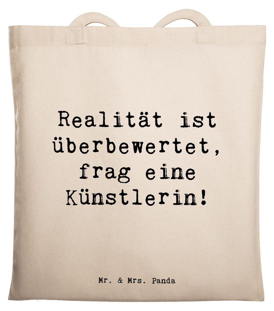 Mr. & Mrs. Panda Shopping Tasche Spruch Künstlerin Traum - Transparent - Geschenk, kulturelle Bildung, Baumwolltasche, Kreativität, Büchertasche...