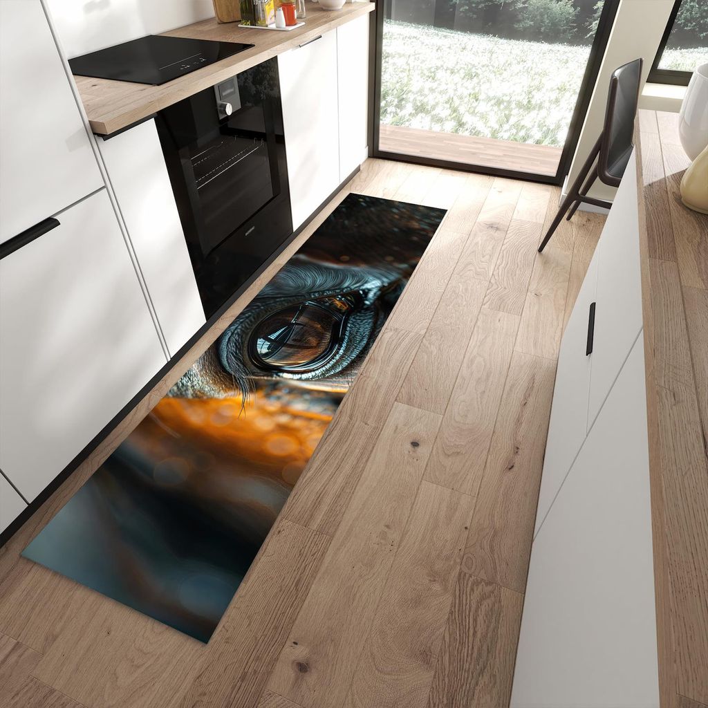 Küchenteppich 60x240cm rutschfest & abwischbar PVC Läufer - Pferdeauge