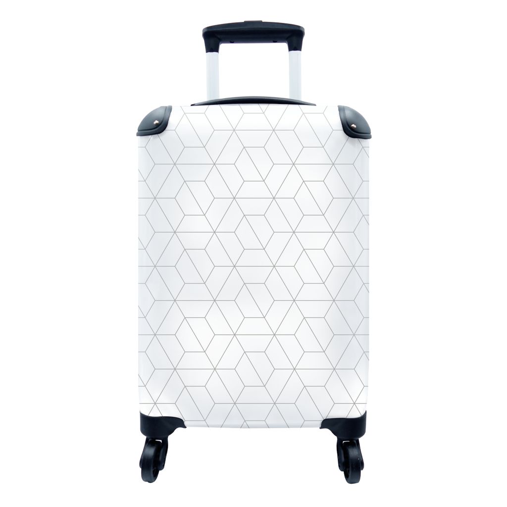 MuchoWow Koffer Handgepäck Trolley Rollkoffer Kleine Reisekoffer mit 4 Rollen - Geometrie - Linie - Muster - Cabin Size < 55x40x23 cm & 55x40x20...