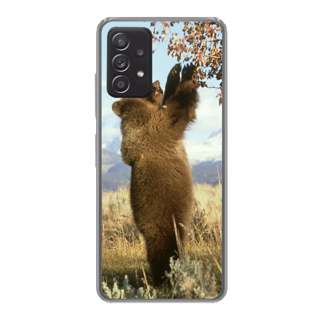 MuchoWow Handyhülle Schutzhülle Hülle für Samsung Galaxy A53 5G Bär - Laub - Gras Silikon Softcase Handy Hülle - Schutzabdeckung