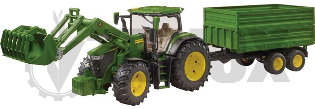 John Deere 7R 350 met frontlader en tandemasser aanhanger Productafbeelding 