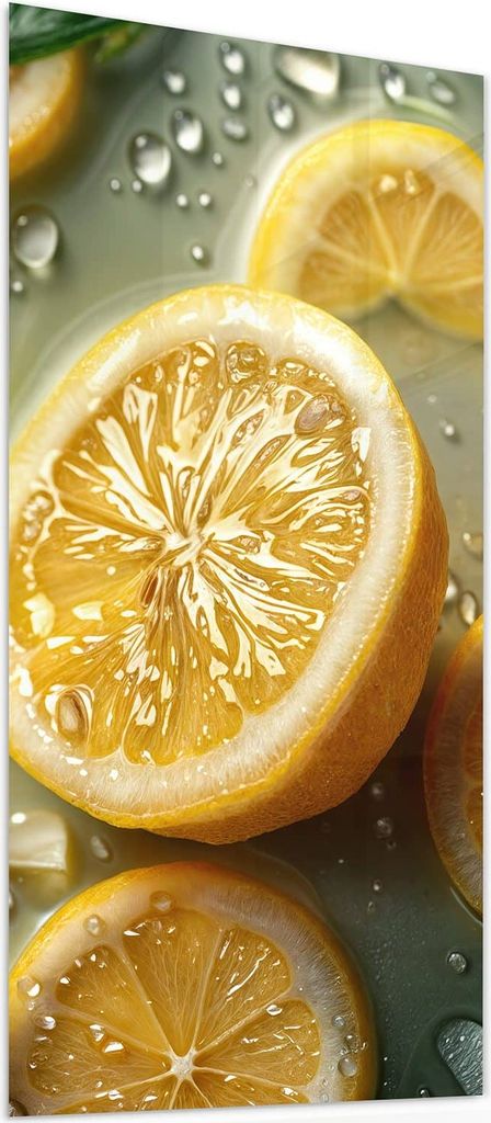 Glasbild 40x80cm in XXL für Wohnzimmer, Schlafzimmer Motiv Zitronenfrische
