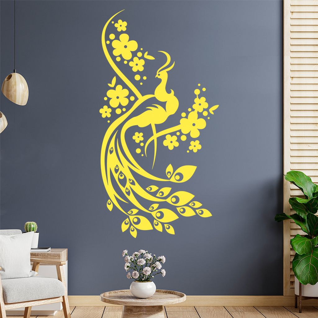 Vogel Ranke Blüte Wandtattoo in 6 Größen - Wandaufkleber Wall Sticker - Dekoration, Küche, Wohnzimmer, Schlafzimmer, Badezimmer