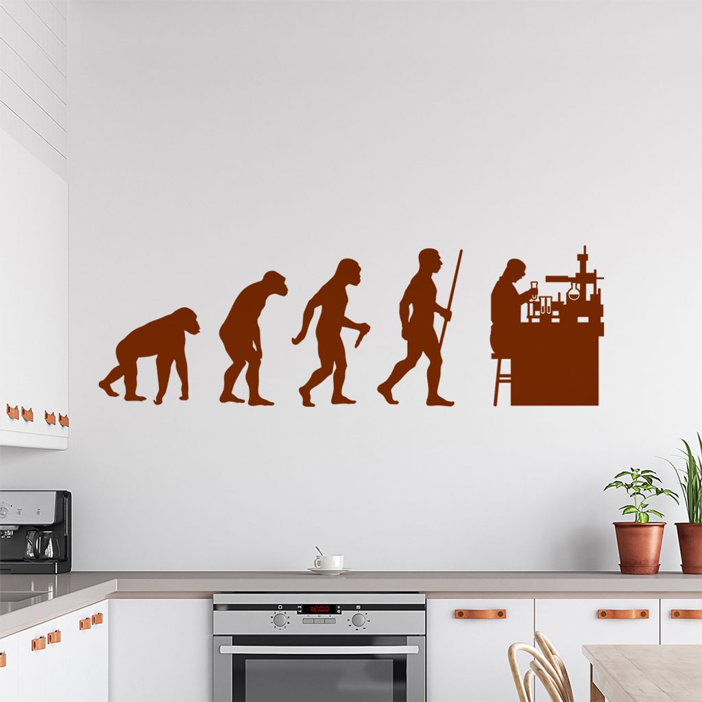 Laborant Labor Evolution Wandtattoo Wandaufkleber Wall Sticker - Dekoration, Küche, Wohnzimmer, Schlafzimmer, Badezimmer