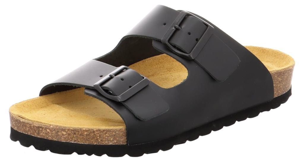 Natural Sense Herren Hausschuhe Pantolette Sandale Leder Schwarz 1152530 , Schuhgröße:45 EU