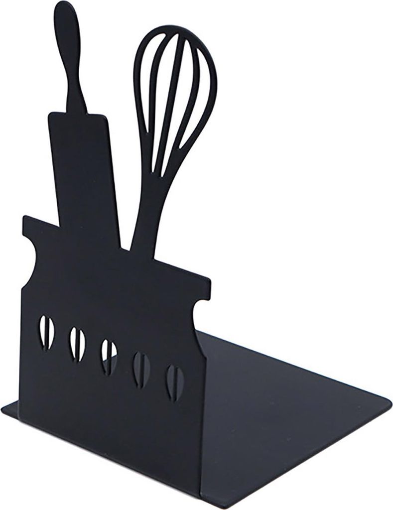 Metall-Buchstützen für Regale, schwarze Buchstützen im Kitchen Essentials-Design für die Dekoration im Homeoffice, robuste, rutschfeste Buchst...