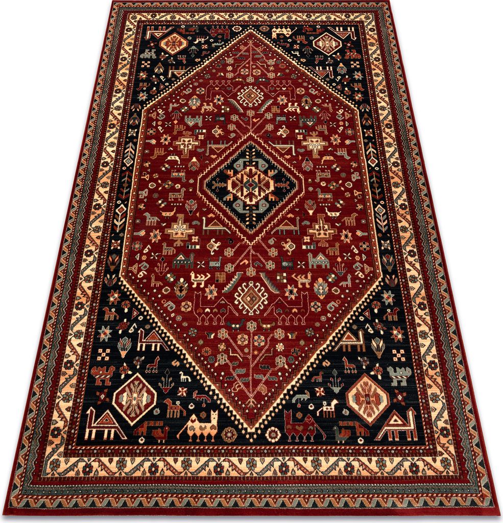 Wollteppich KASHQAI 4364 301 orientalisch, Rahmen rotwein / schwarz rot 200x300 cm