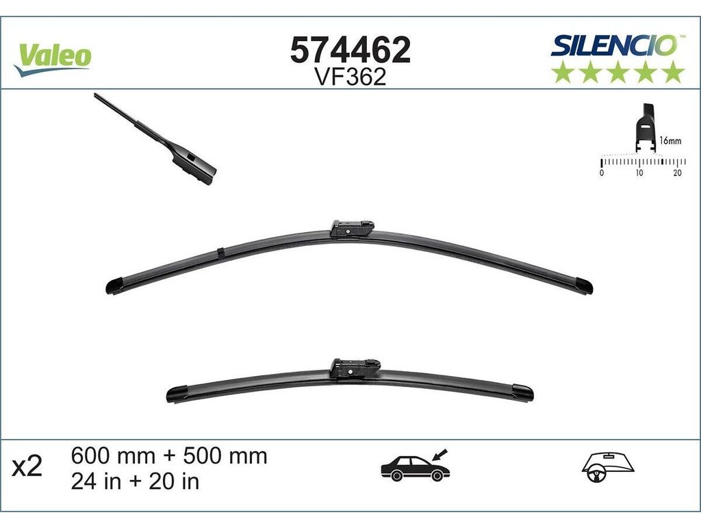 VALEO SILENCIO ruitenwisserbladen, voorzijde, voor AUDI A4 Productafbeelding 