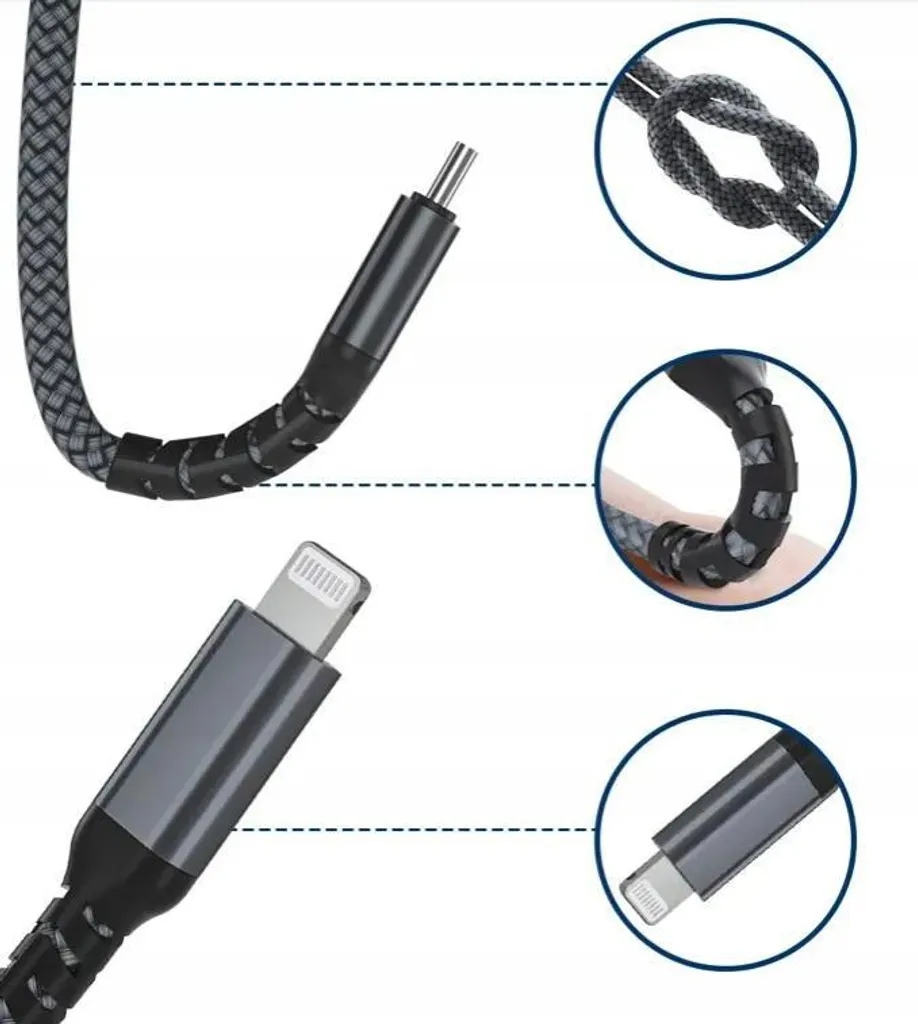 Câble de charge rapide USB-C Lightning 120W - Cordon 2 mètres 6A PD