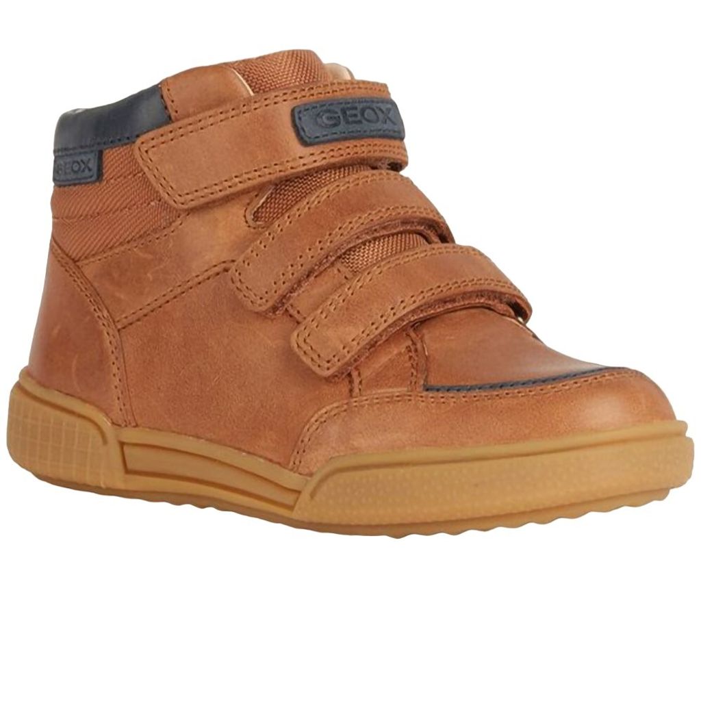 Geox - Jungen Sneaker, Wachsleder FS10146 (39 EU) (Cognacfarbe/Blau)