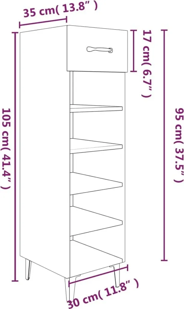 Organizer Scarpe vidaXL Bianco 30x35x105 cm Legno Multistrato - 8