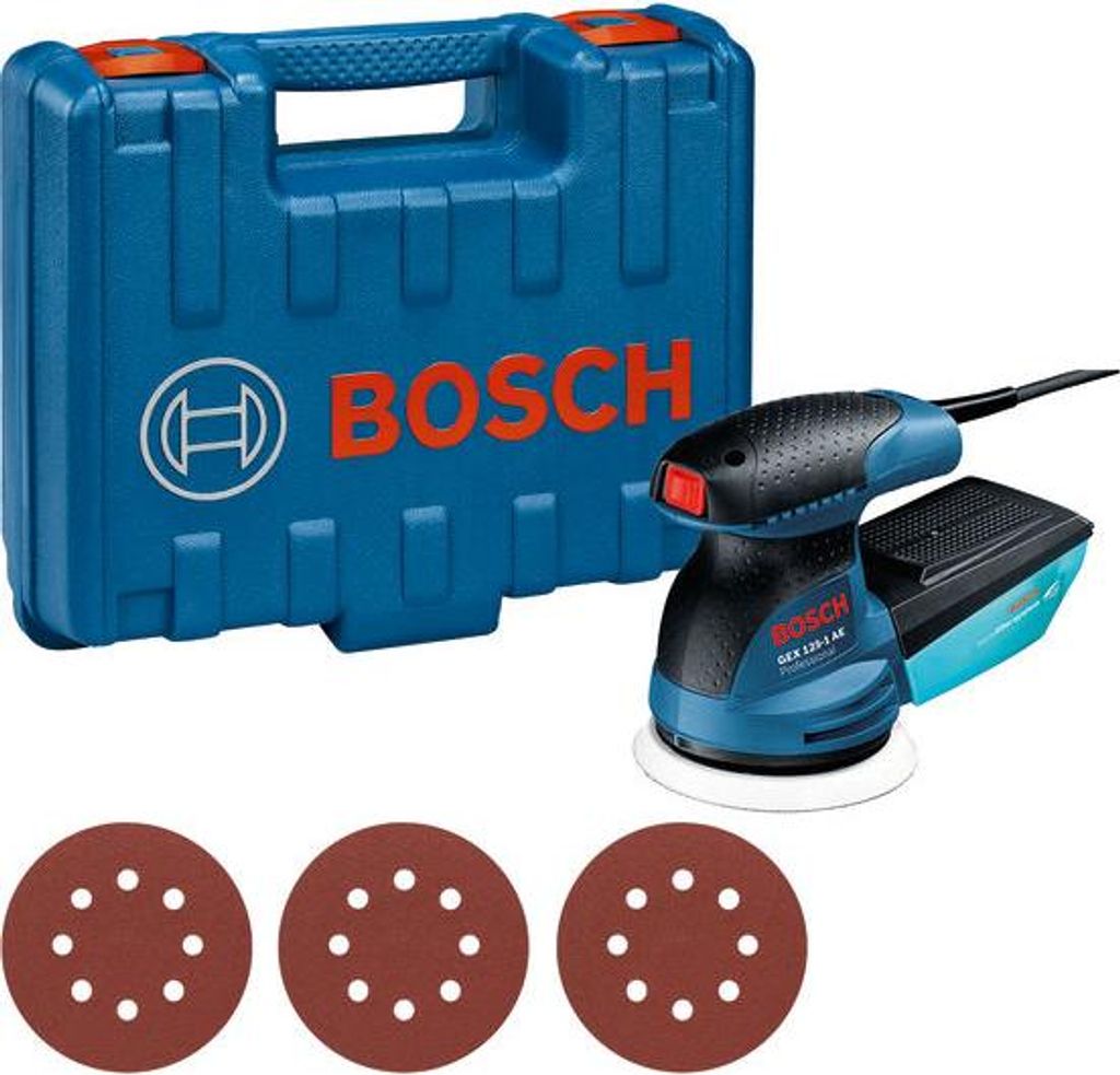 Exzenterschleifer GEX 125-1 AE, mit 3 x Schleifblatt C470, im Handwerkerkoffer