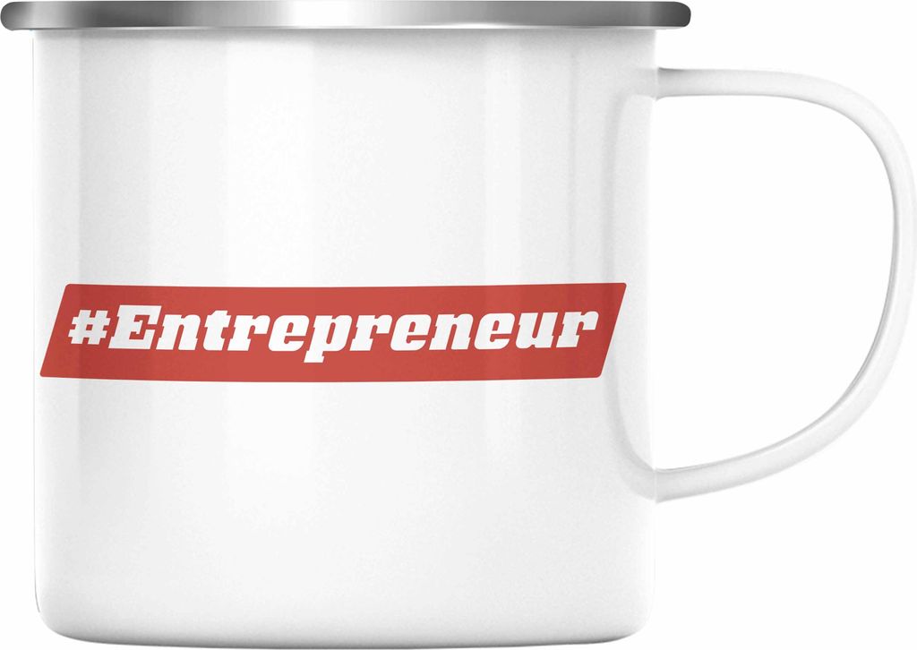 Trendation - Entrepreneur Emaille Tasse Entrepreneurship Geschenk Spruch Motivation (Silber)