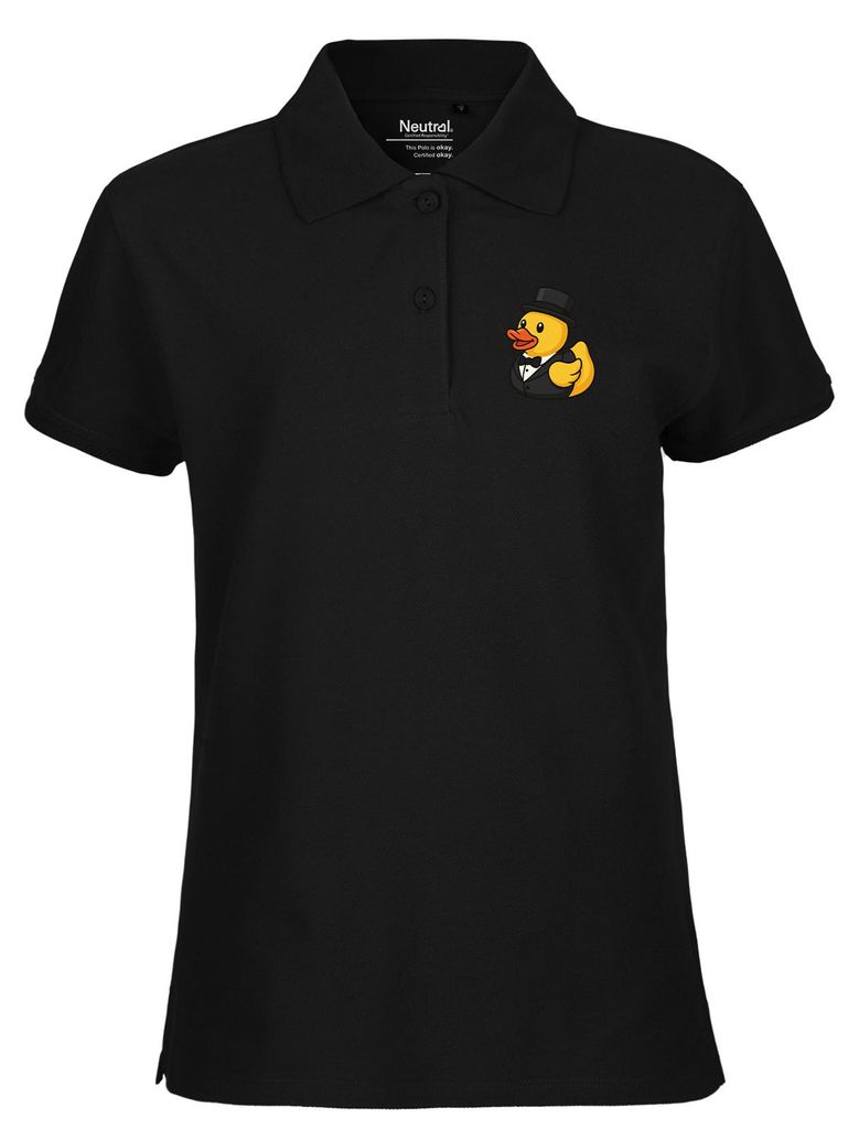 Huuraa Damen Polo Shirt Quietscheente Bräutigam Gummiente Hochzeit M Black Bio Baumwolle Fairtrade Poloshirt Geschenkidee