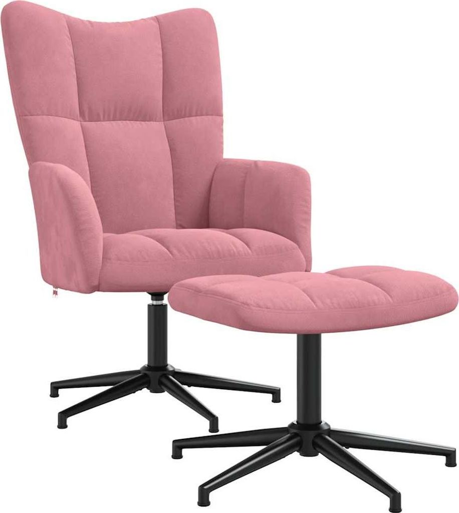 vidaXL Relaxsessel mit Hocker Rosa Samt